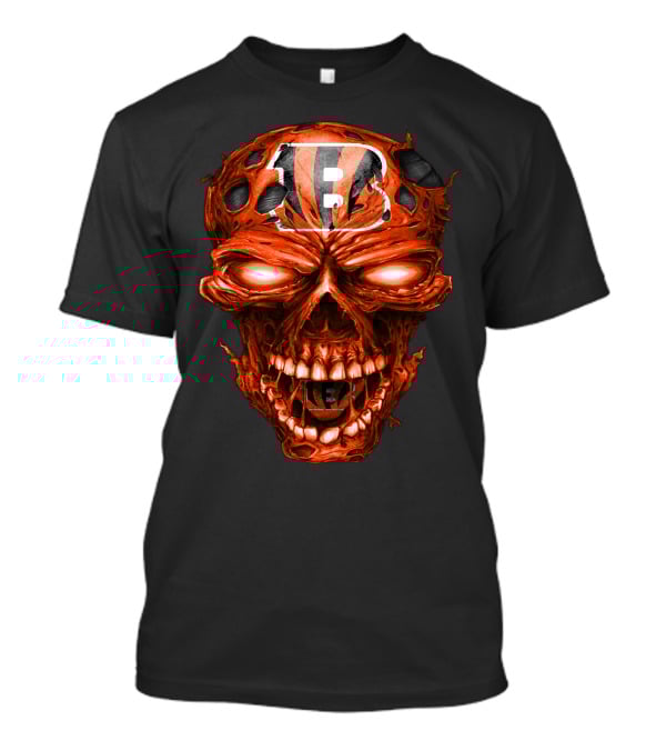 Cincinnati Bengals Skull Logo With Fiery Red Eyes T-Shirt