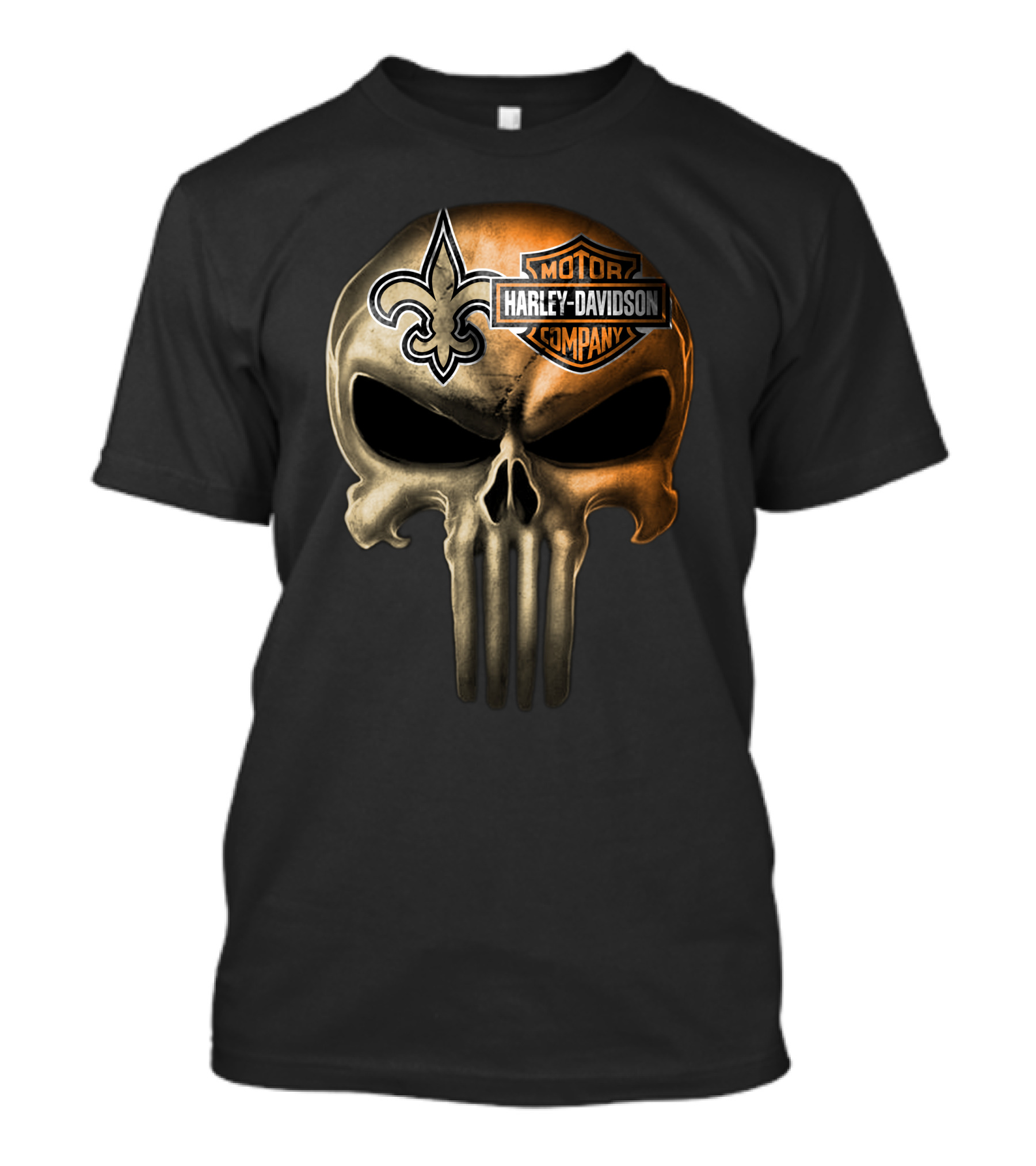 New Orleans Saints Skull Harley Davidson Motor Company T-Shirt