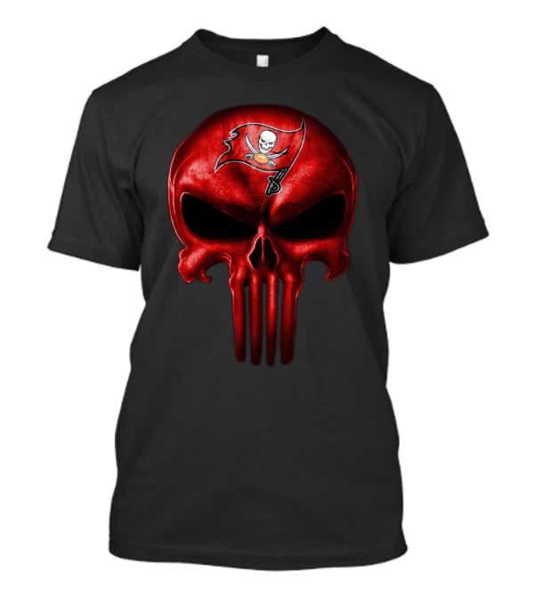 Tampa Bay Buccaneers Skull Logo With Pirate Flag T-Shirt