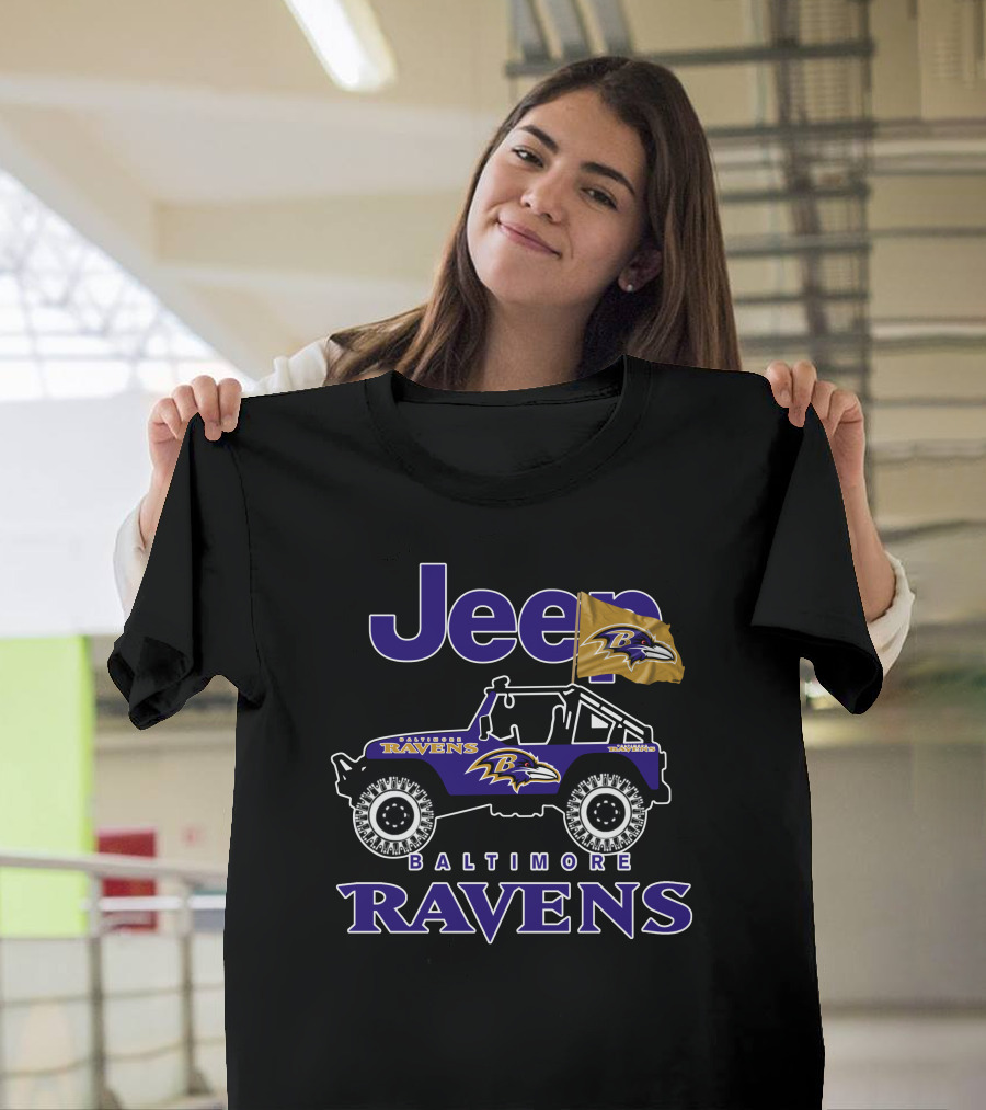 Jeep Baltimore Ravens Flag Logo Iconic Team Representation T-Shirt