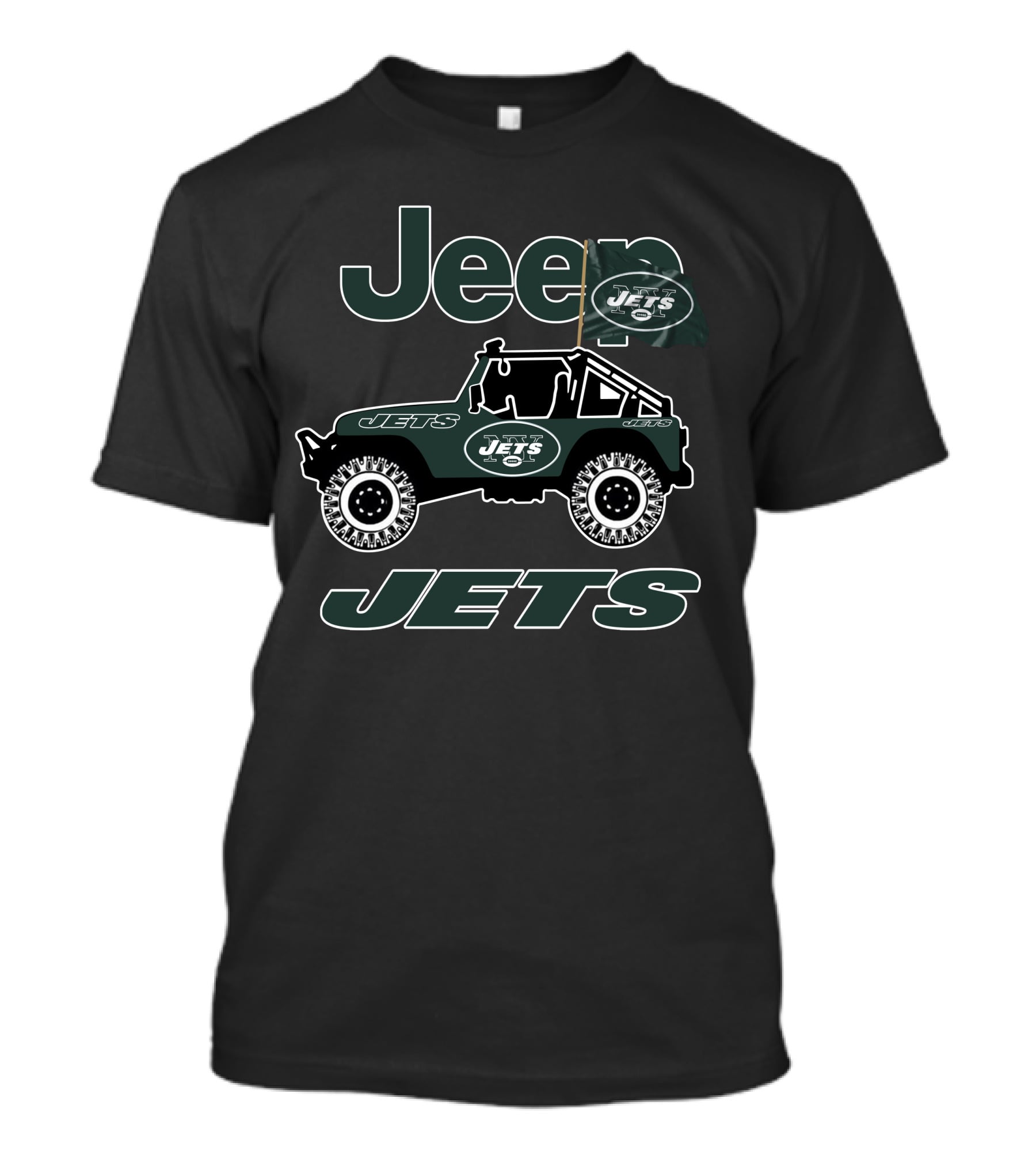 Jeep New York Jets Logo Flag Off-Road Vehicle T-Shirt