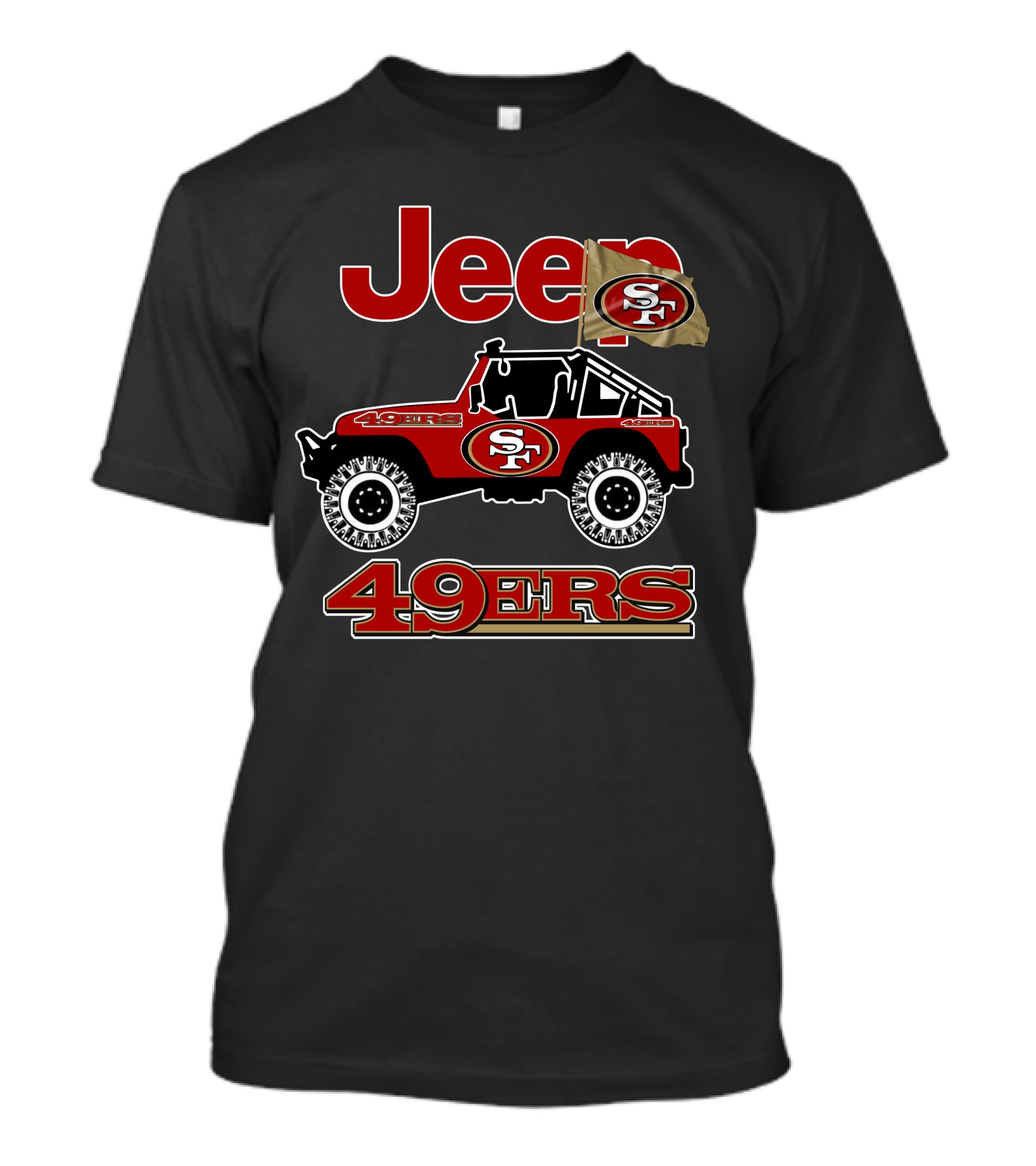 Jeep San Francisco 49ers Logo Flag 49ers T-Shirt