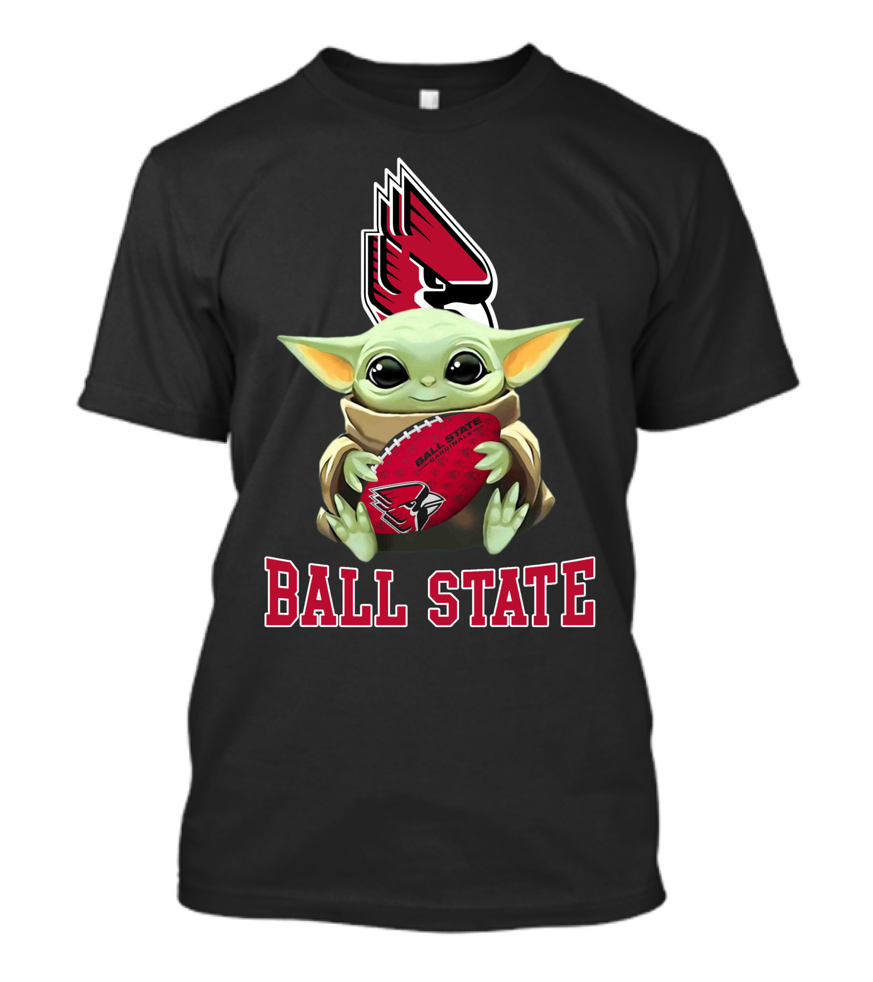 Ball State Cardinals Baby Yoda Football T-Shirt