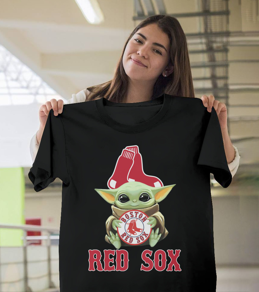 Boston Red Sox Baby Yoda With Team T-Shirt