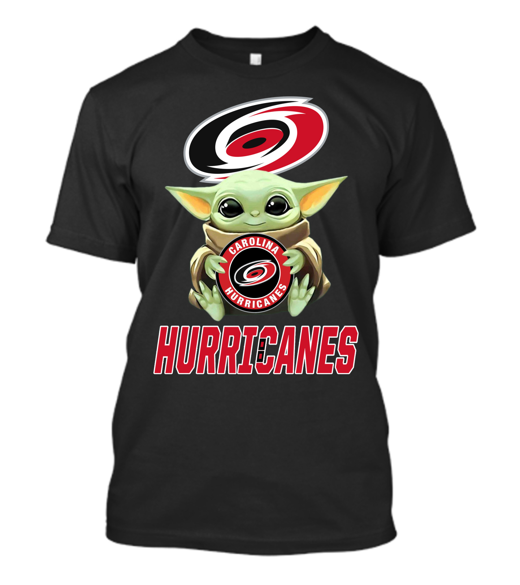 Carolina Hurricanes Baby Yoda Holding Team T-Shirt