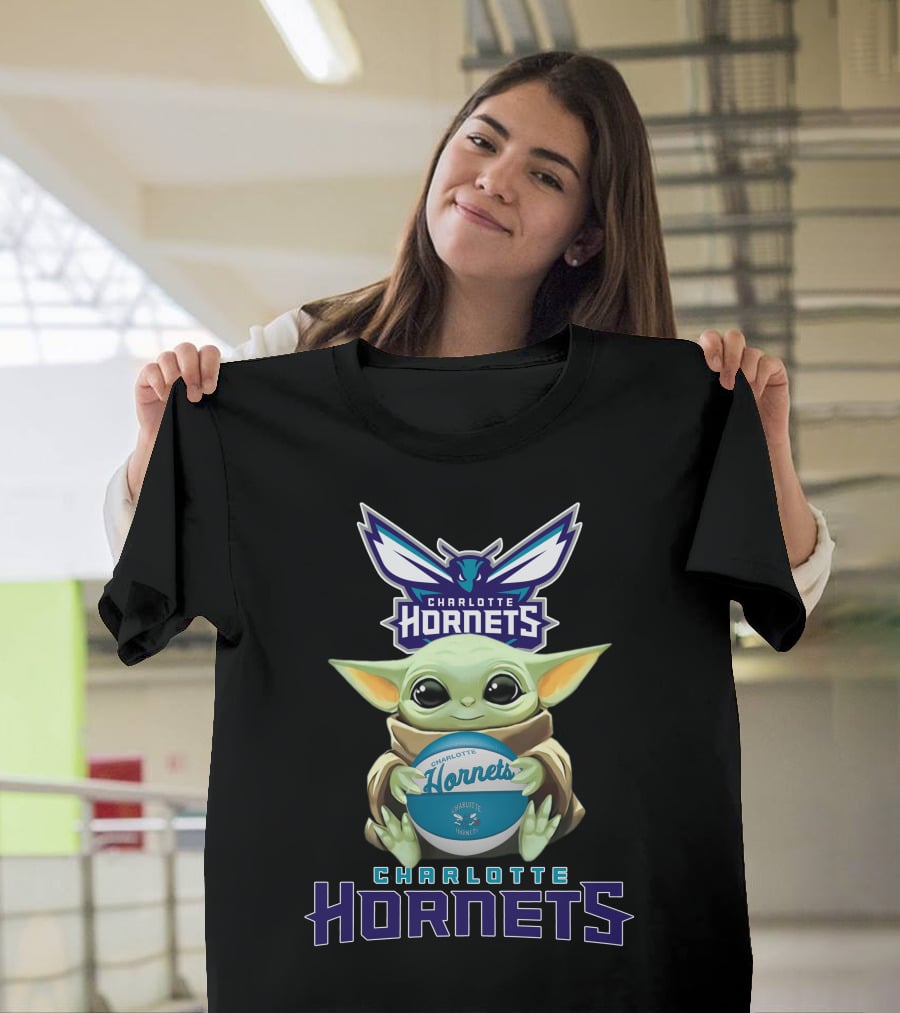 Charlotte Hornets Baby Yoda Basketball Fan Logo Star Wars T-Shirt
