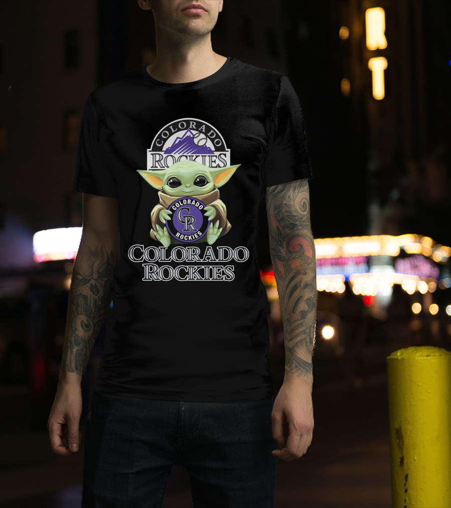 Colorado Rockies Baby Yoda Holding Cr T-Shirt