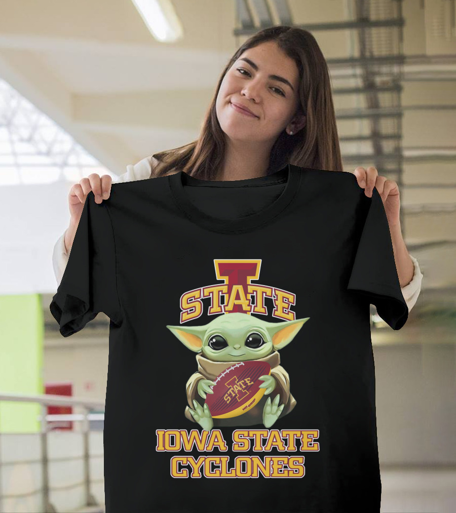 Iowa State Cyclones Baby Yoda Football T-Shirt