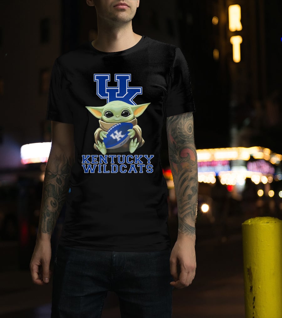 Kentucky Wildcats Baby Yoda Football Fan T-Shirt
