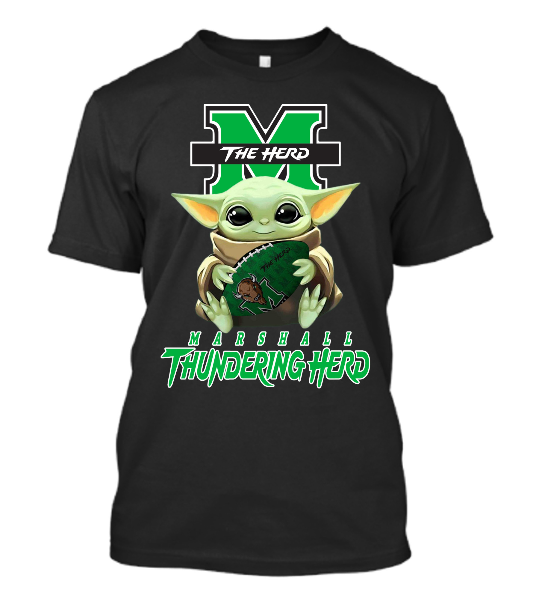 Marshall Thundering Herd Baby Yoda The Herd Football T-Shirt