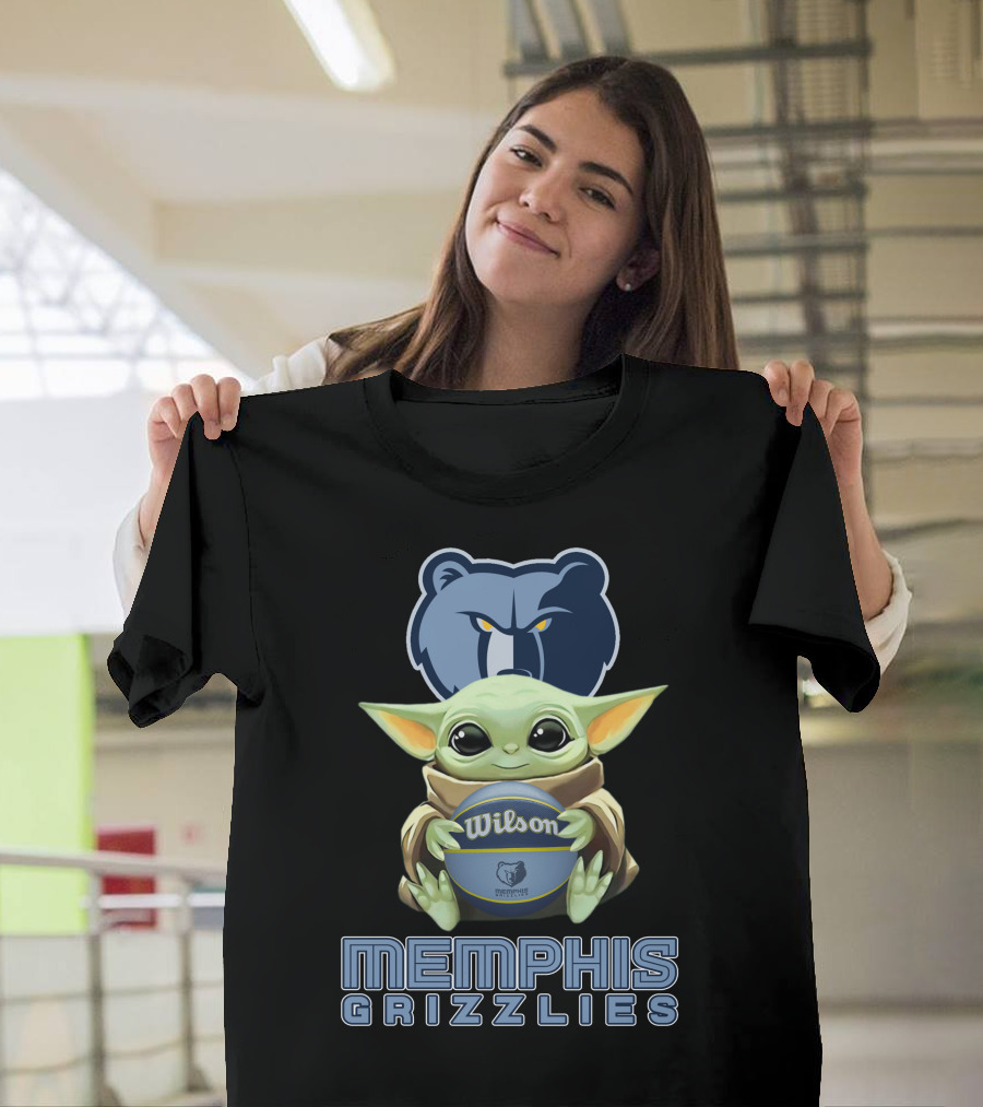 Memphis Grizzlies Baby Yoda Holding Wilson Basketball T-Shirt
