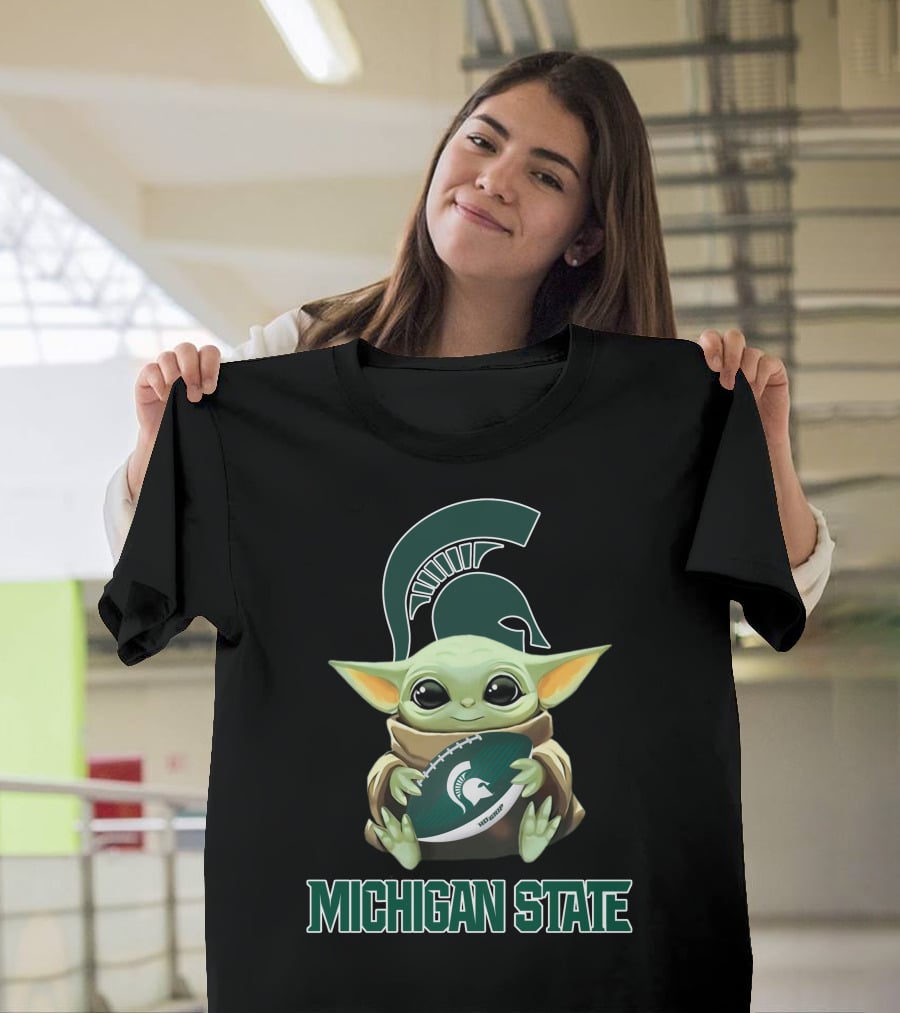 Michigan State Spartans Baby Yoda Football T-Shirt