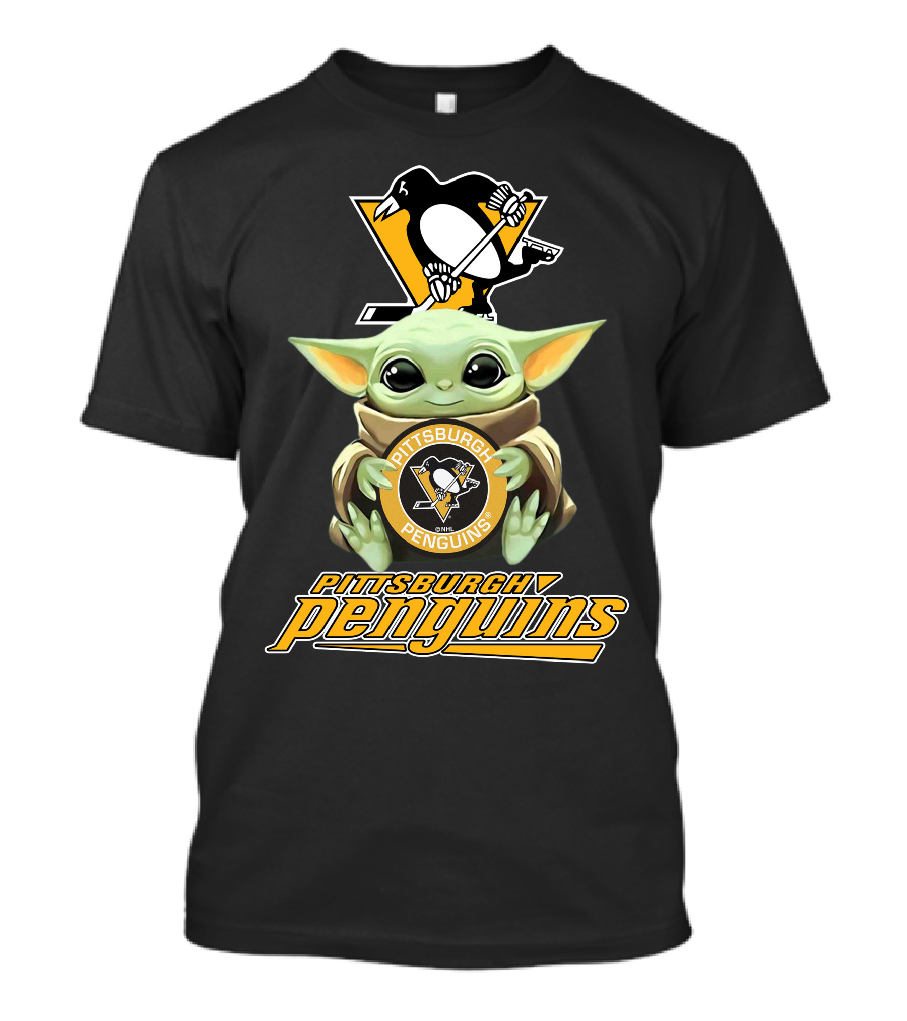 Pittsburgh Penguins Baby Yoda Holding Team T-Shirt