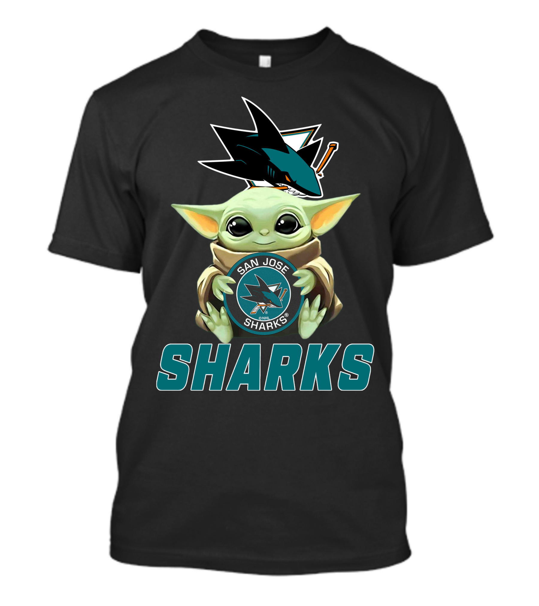 San Jose Sharks Baby Yoda Holding T-Shirt