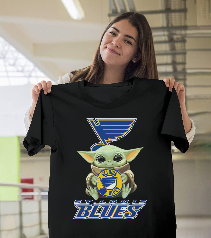 St Louis Blues Baby Yoda Holding T-Shirt