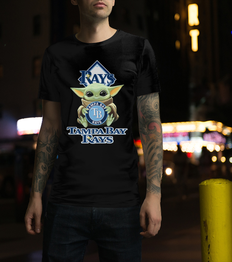 Tampa Bay Rays Baby Yoda Star Wars Mlb Collaboration T-Shirt
