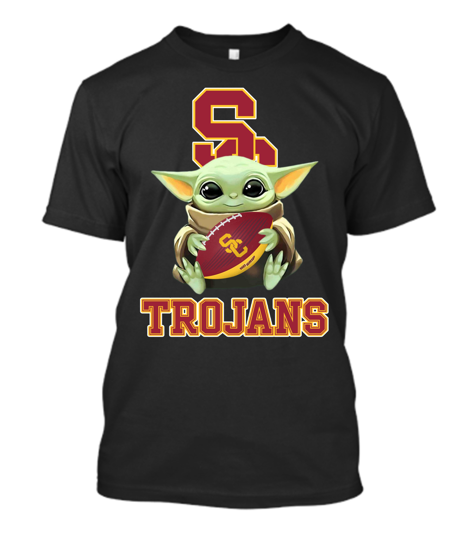 Usc Trojans Baby Yoda Holding Football T-Shirt