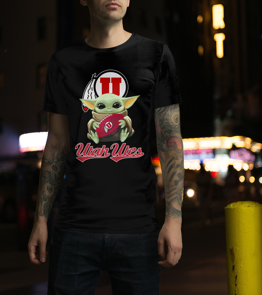 Utah Utes Baby Yoda Football Fan T-Shirt