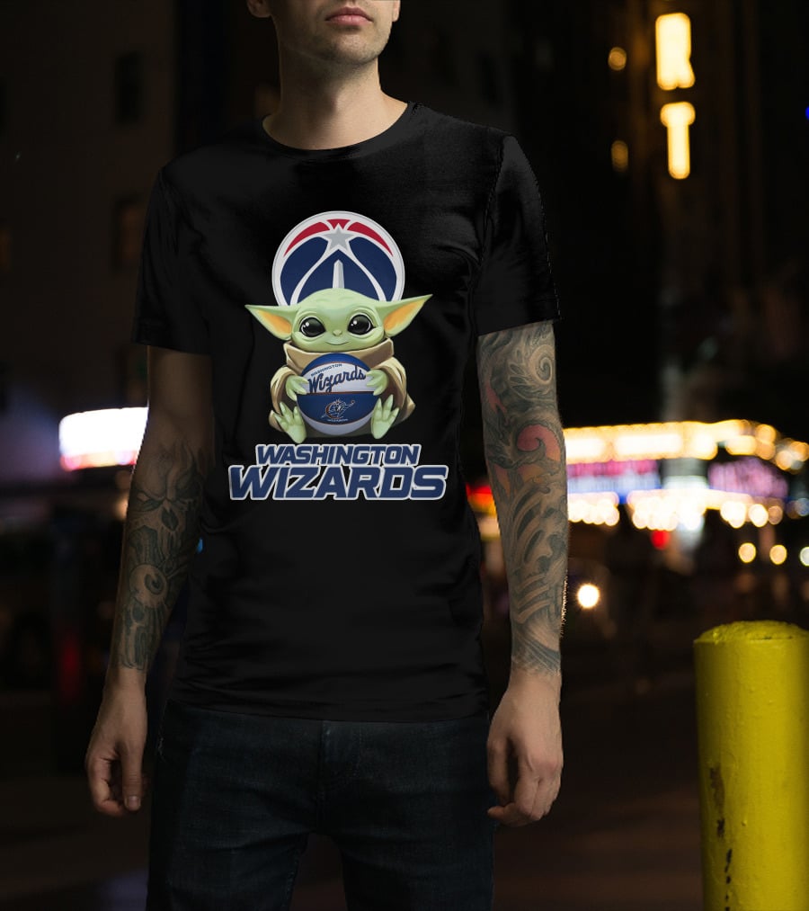 Washington Wizards Baby Yoda Holding Basketball T-Shirt
