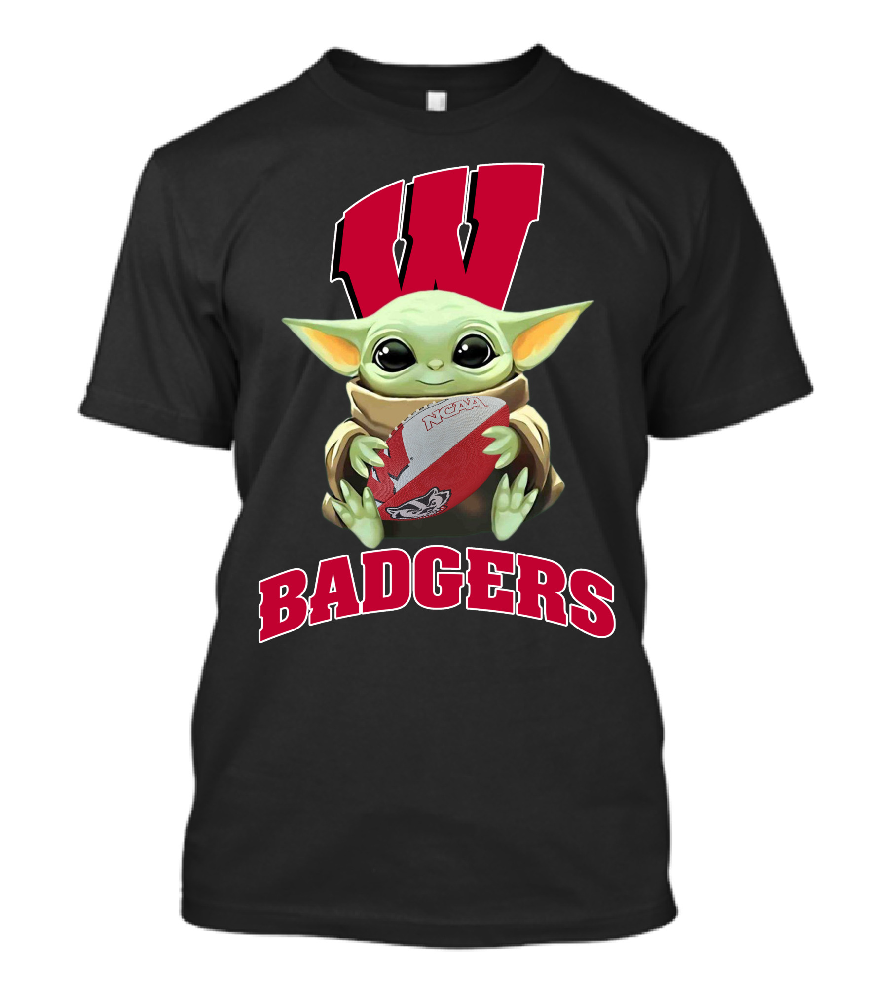 Wisconsin Badgers Baby Yoda Ncaa Football T-Shirt