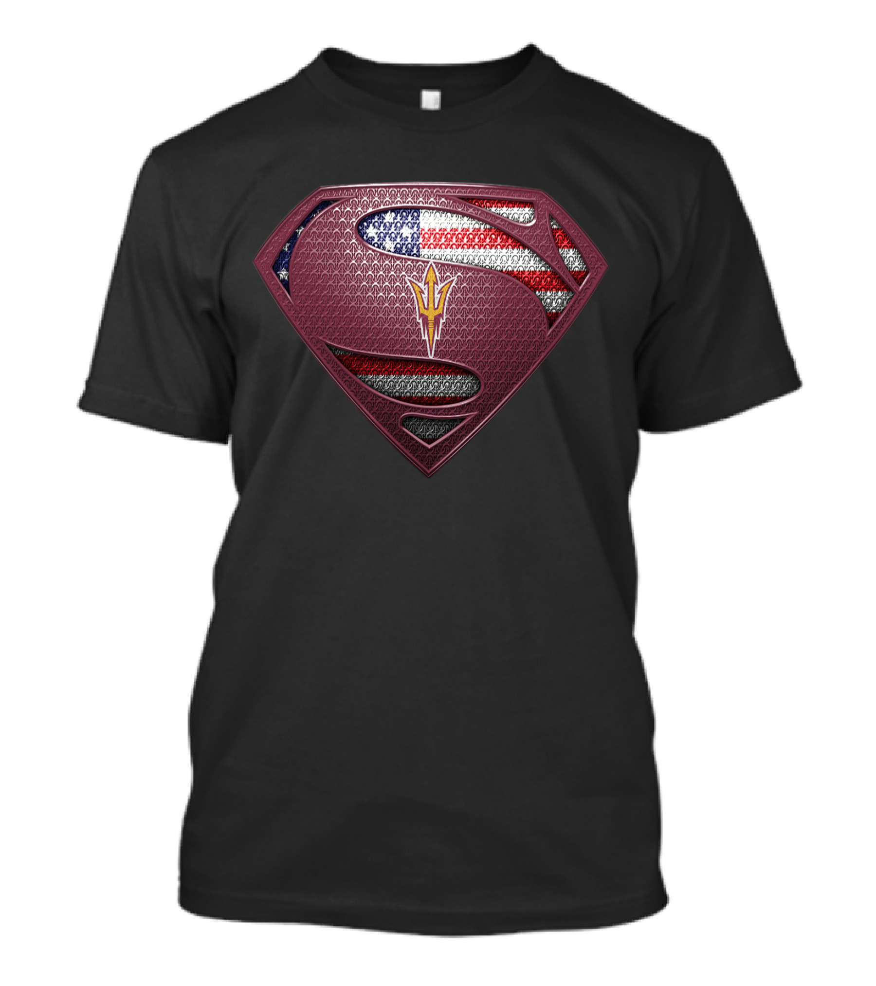 Arizona State Sun Devils Superman Logo With American Flag T-Shirt