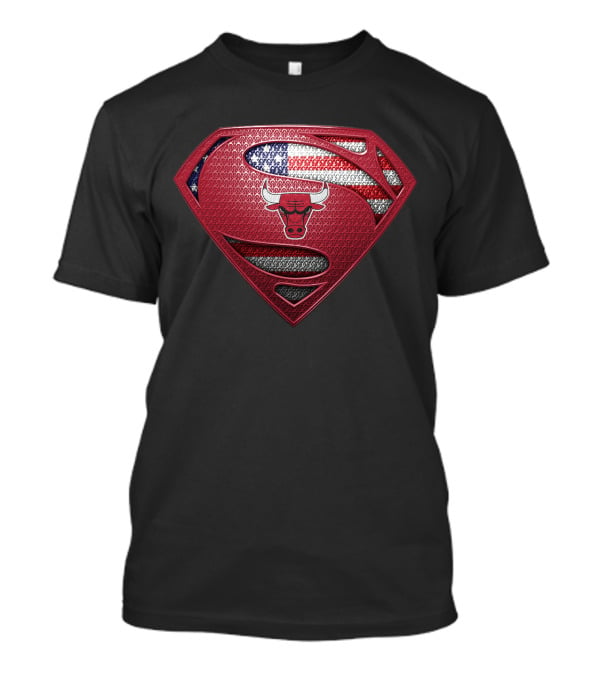 Chicago Bulls Superman Emblem With American Flag T-Shirt
