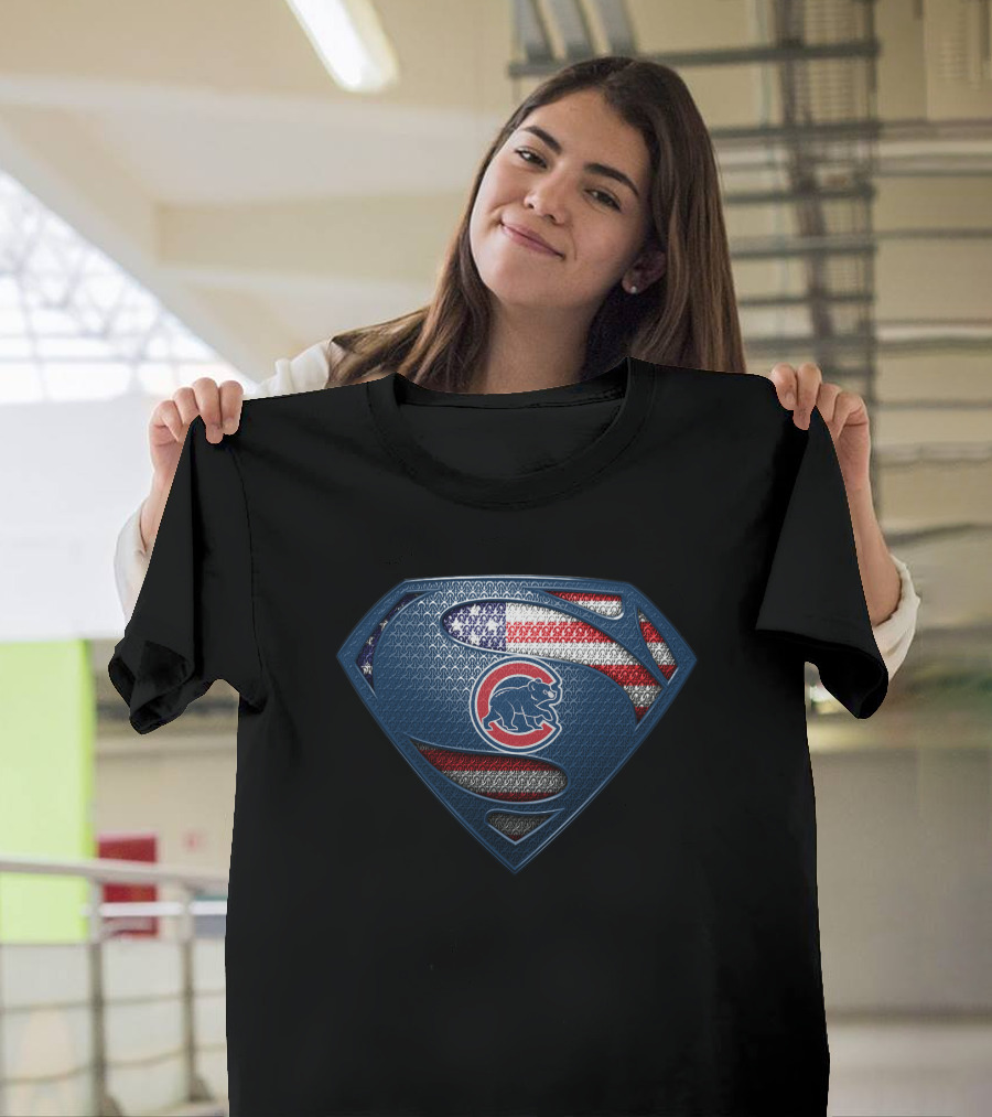 Chicago Cubs Superman American Flag T-Shirt