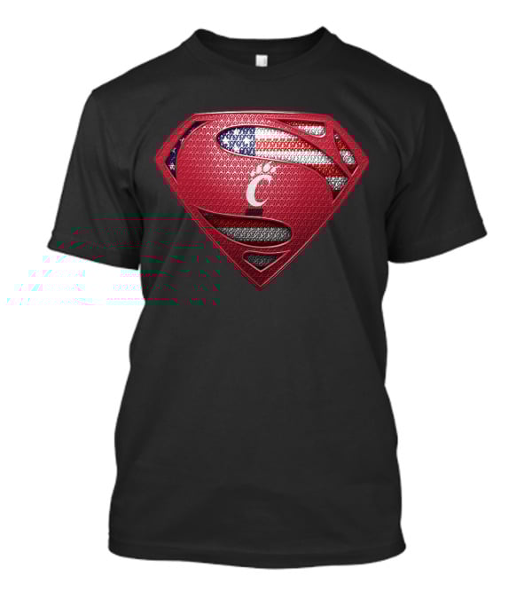 Superman Cincinnati Bearcats American Flag Shield T-Shirt