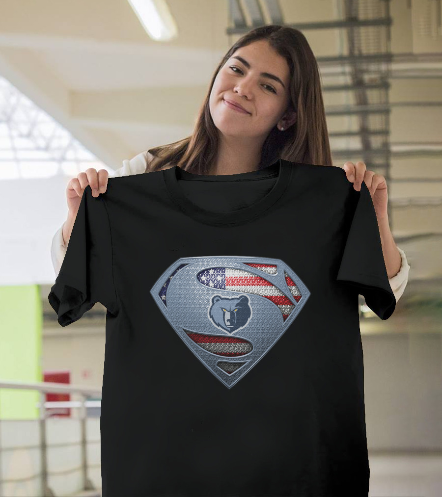 Memphis Grizzlies American Flag Superman T-Shirt