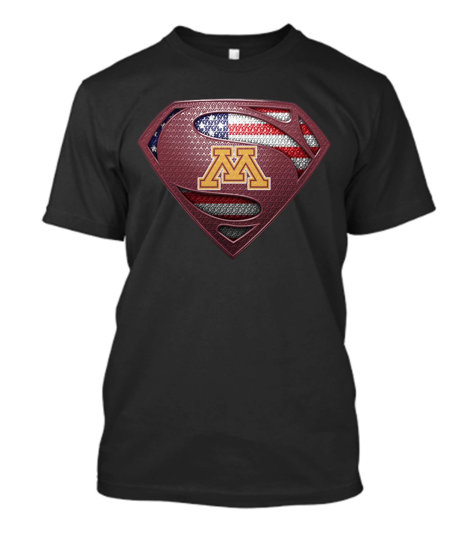 Minnesota Golden Gophers Superman Logo With American Flag T-Shirt
