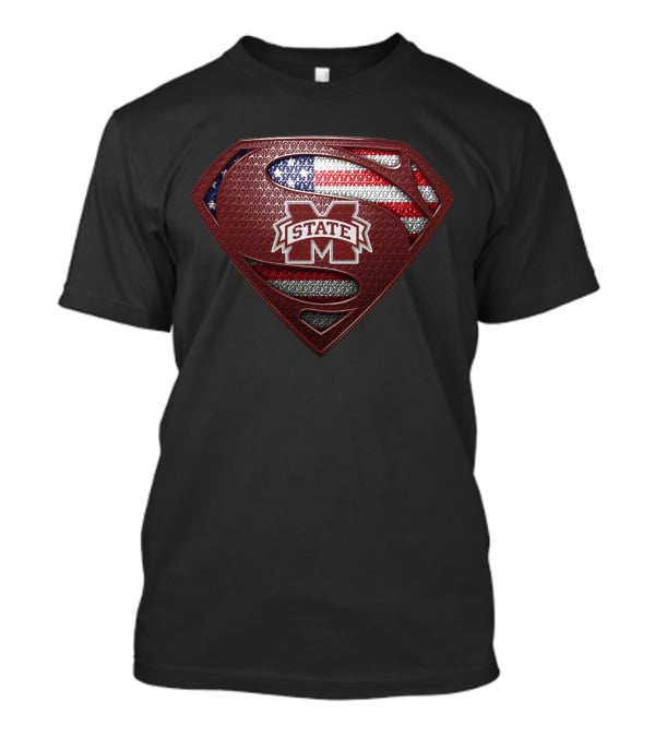 Mississippi State Bulldogs Superman American Flag T-Shirt