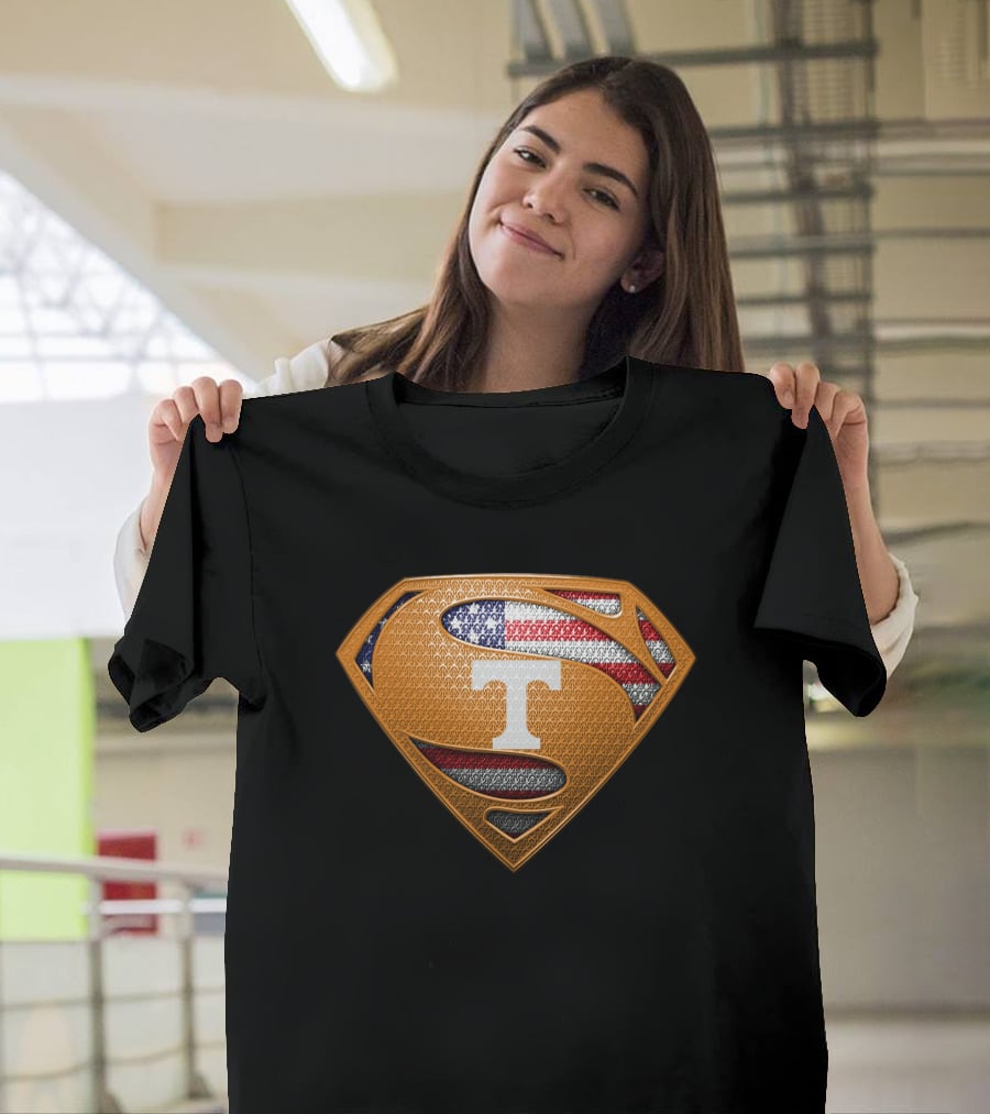 Tennessee Volunteers Superman American Flag T-Shirt