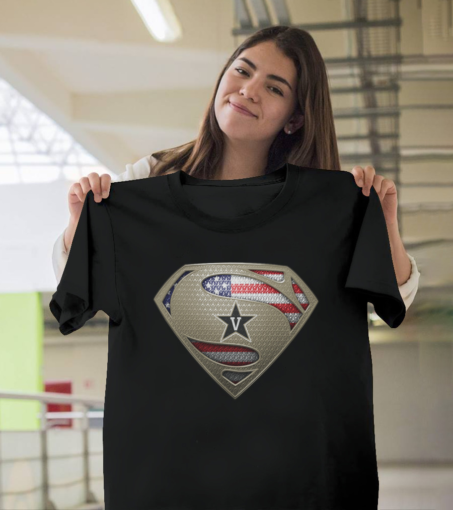 Vanderbilt Commodores American Flag Superman T-Shirt