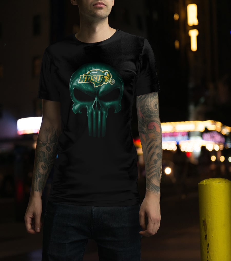 Ndsu Bison Skull Iconic Green Design North Dakota State Bison T-Shirt