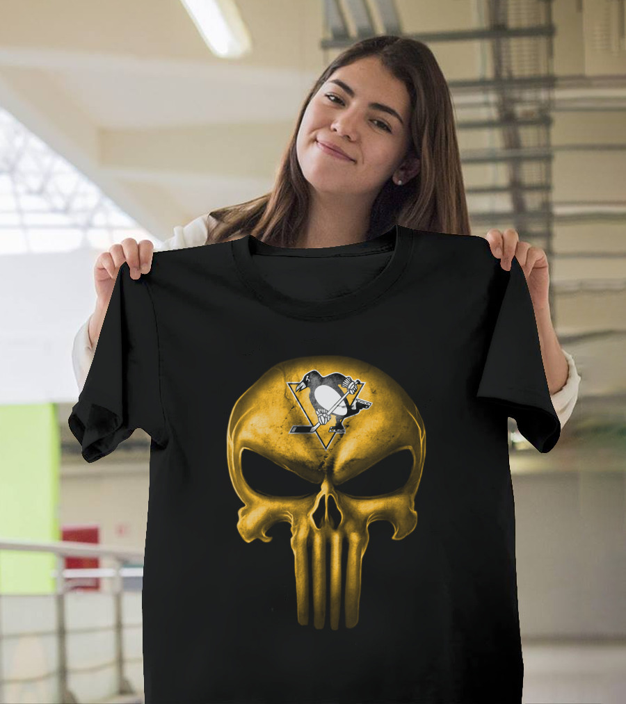 Pittsburgh Penguins Skull Punisher Mashup T-Shirt