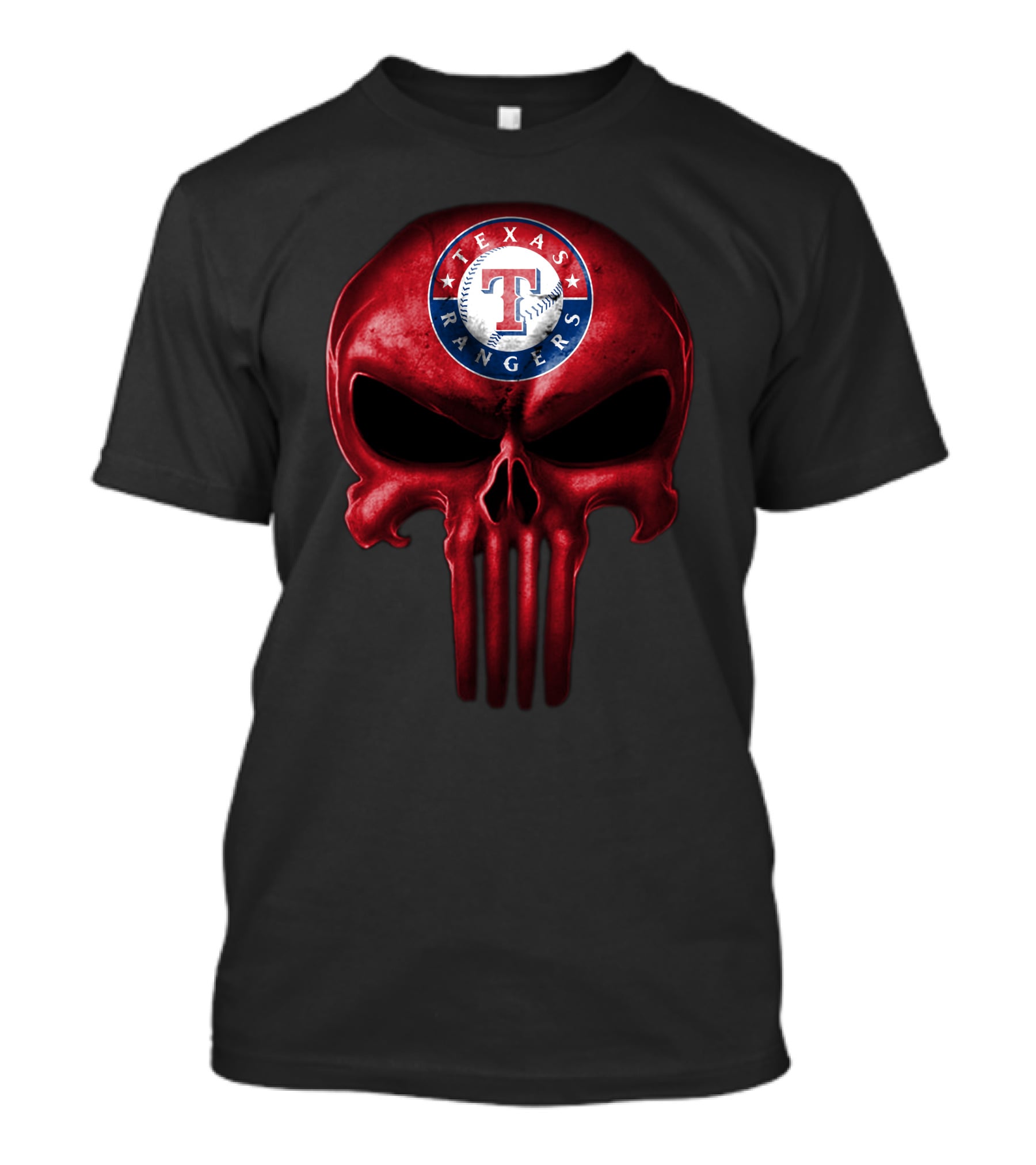 Texas Rangers Punisher Skull T-Shirt