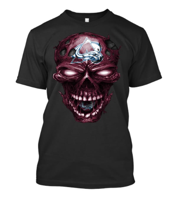Colorado Avalanche Skull With Sports Logo Elements T-Shirt