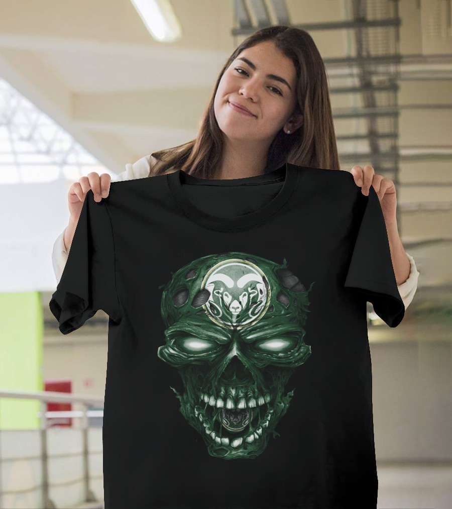 Colorado State Rams Skull Dark Green Flesh T-Shirt