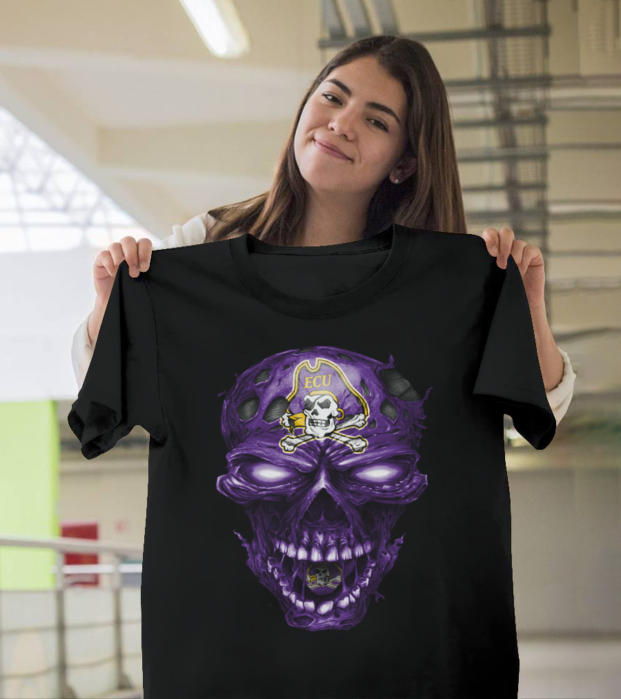 Ecu East Carolina Pirates Skull Purple Pirate T-Shirt