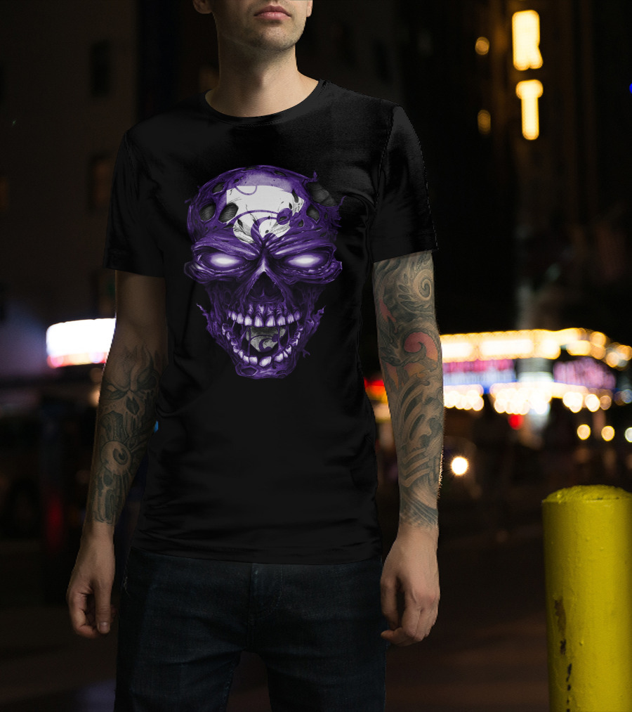 Kansas State Wildcats Purple Skull With Team T-Shirt