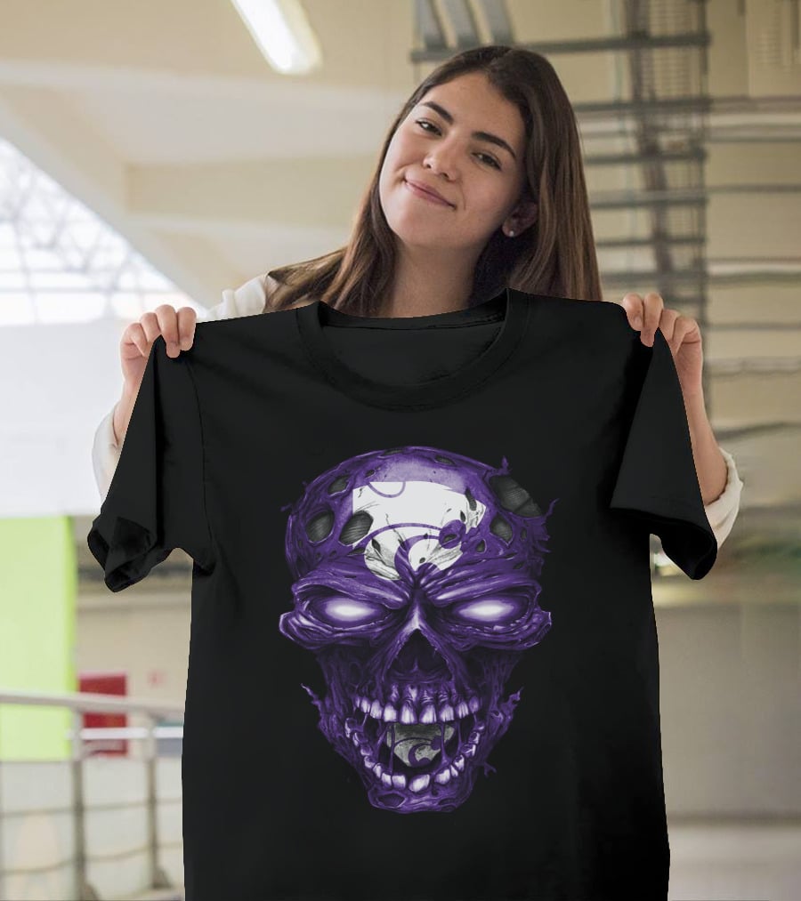 Kansas State Wildcats Purple Skull With Team T-Shirt