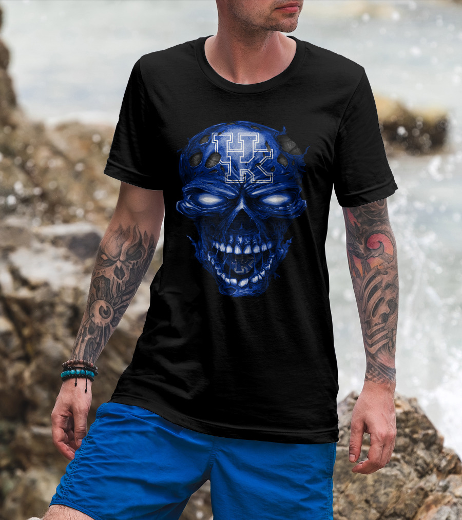 Kentucky Wildcats Blue Skull With Uk T-Shirt