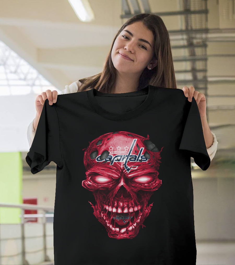 Washington Capitals Skull Logo Hockey T-Shirt