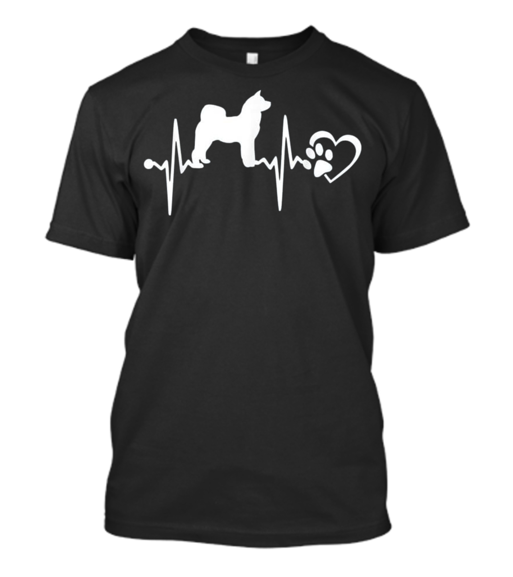 Akita Inu Dog Heartbeat With Paw Heart T-Shirt