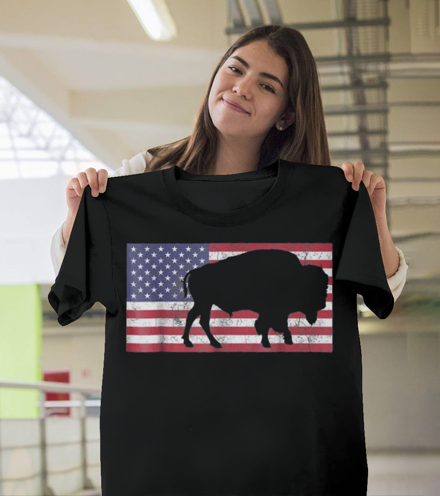 American Flag USA Buffalo Patriotic T-Shirt