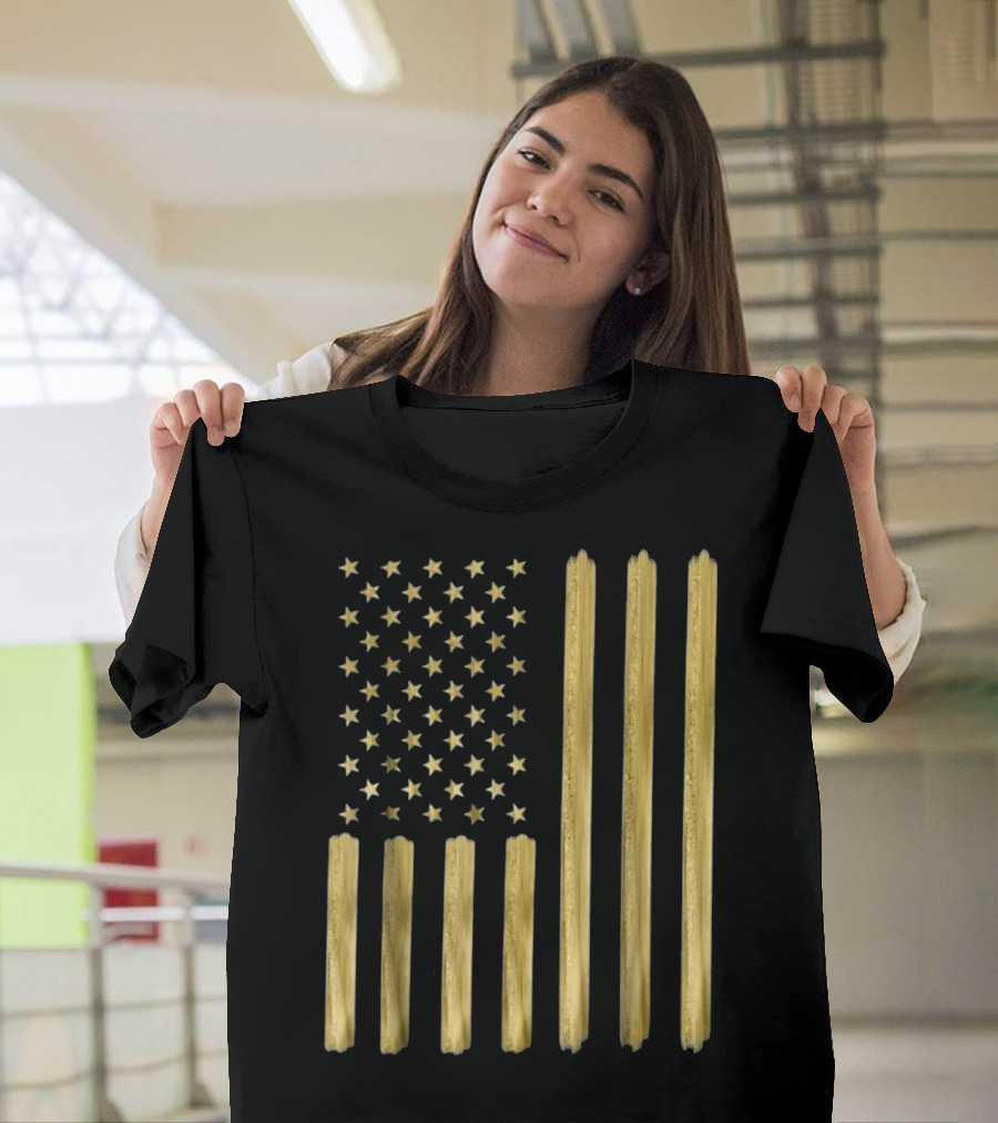 American Flag Faux Gold Paint T-Shirt