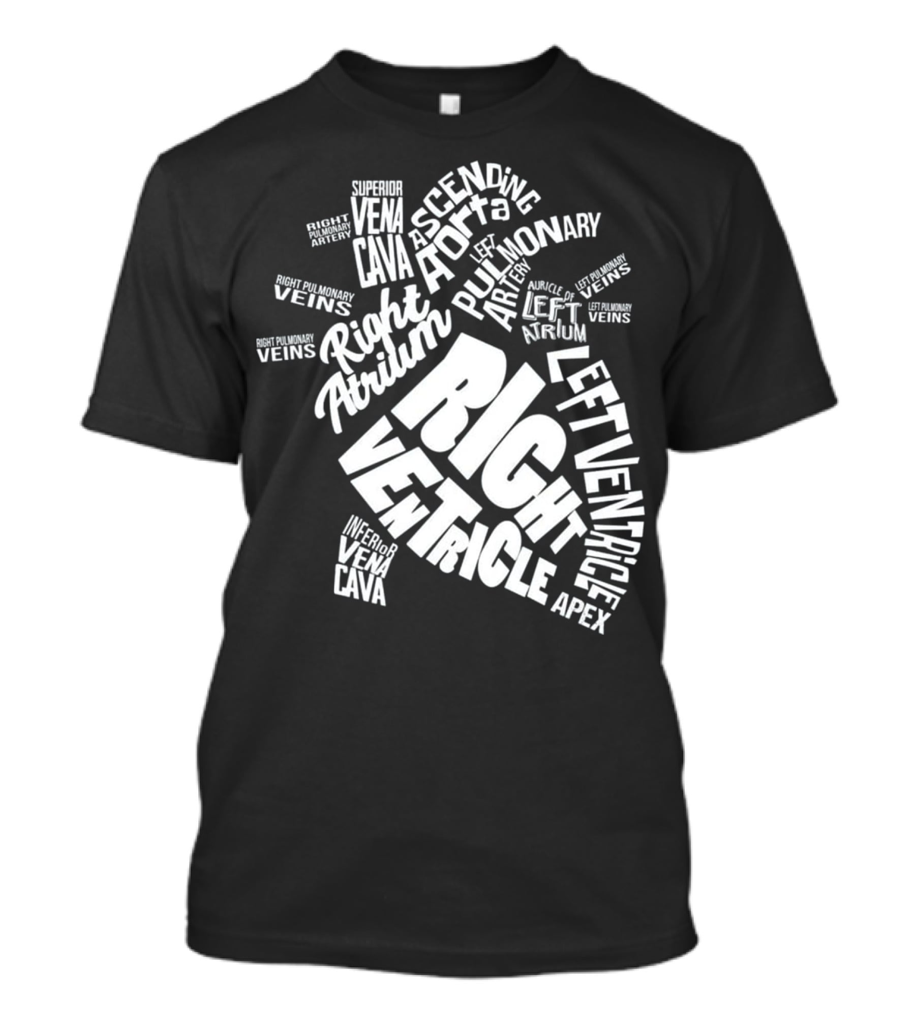 Anatomical Heart Diagram Cardiac Nurse Right Ventricle Atrium Pulmonary Aorta T-Shirt
