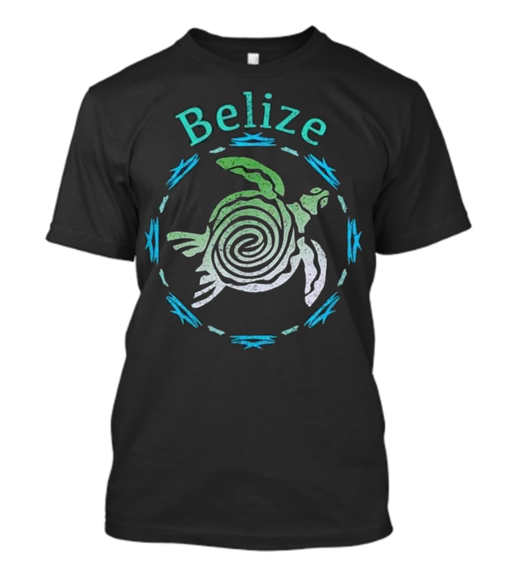 Belize Vintage Tribal Turtle Spiral T-Shirt