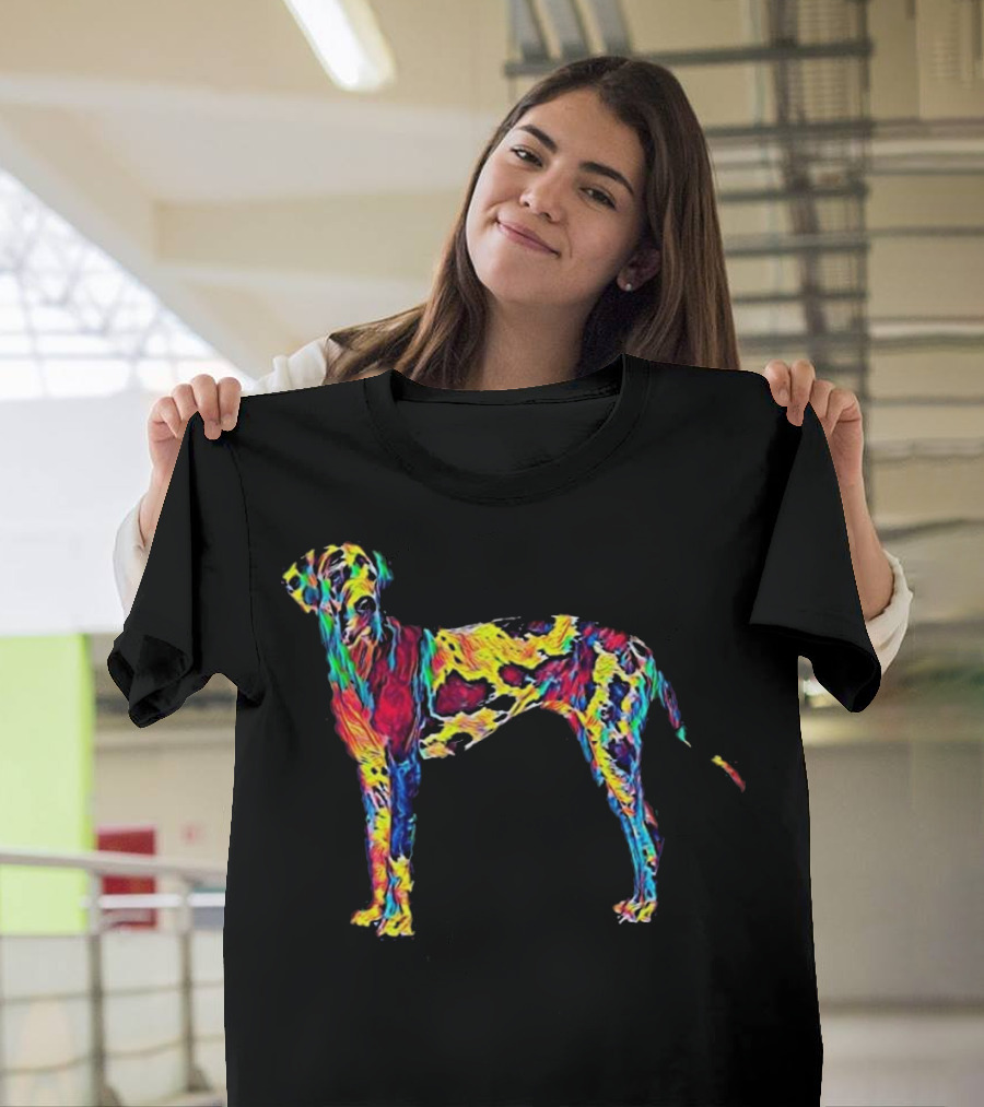 Big Dog Great Dane Colorful Psychedelic T-Shirt