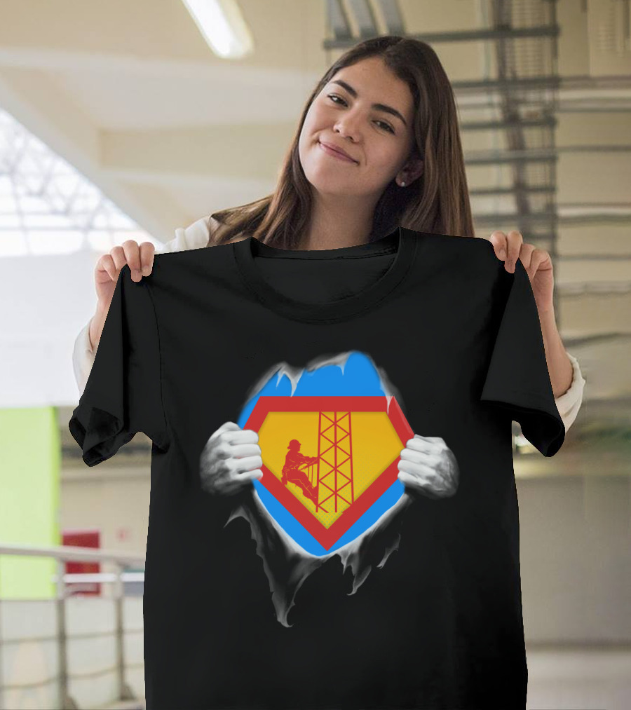 Tower Climber Superhero Symbol Burst Open T-Shirt